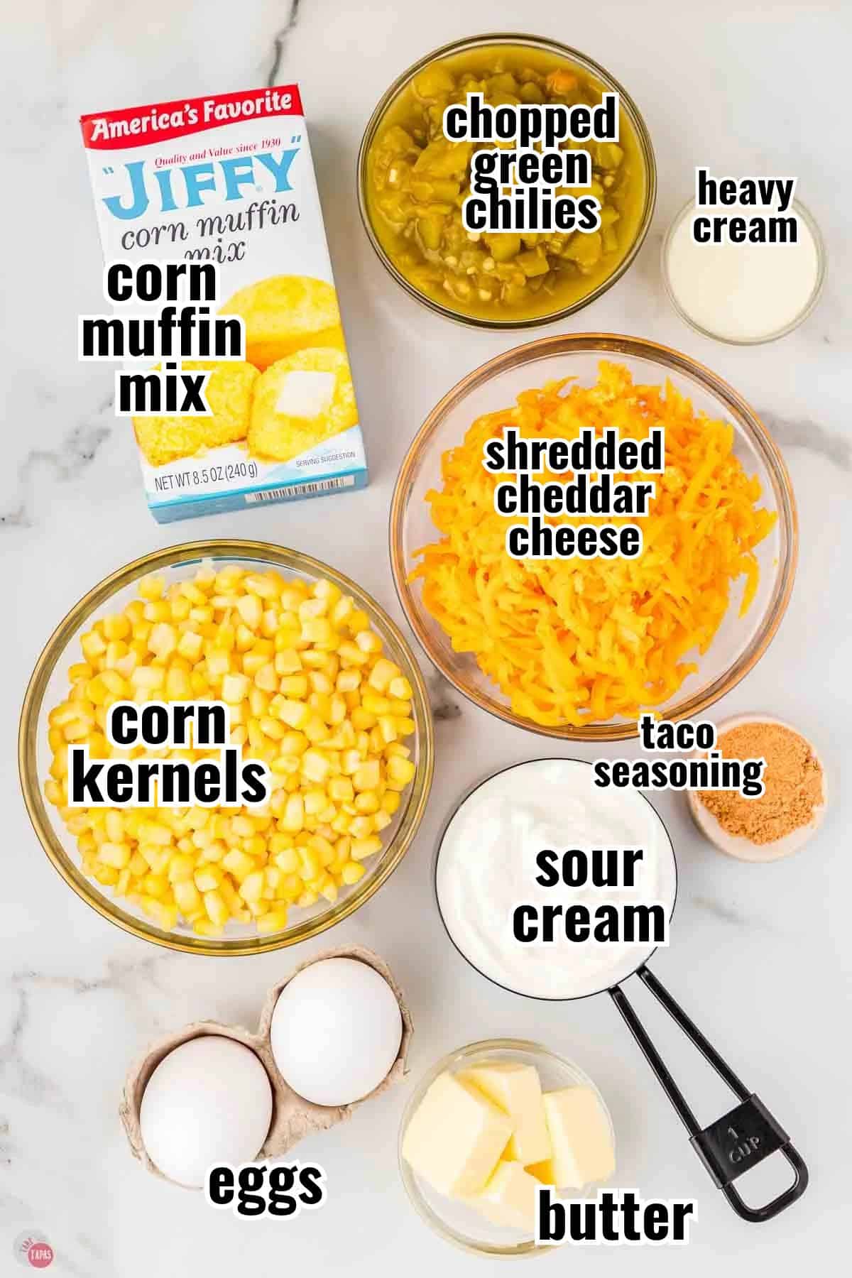 individual ingredients for a recipe with text overlay labeling them
