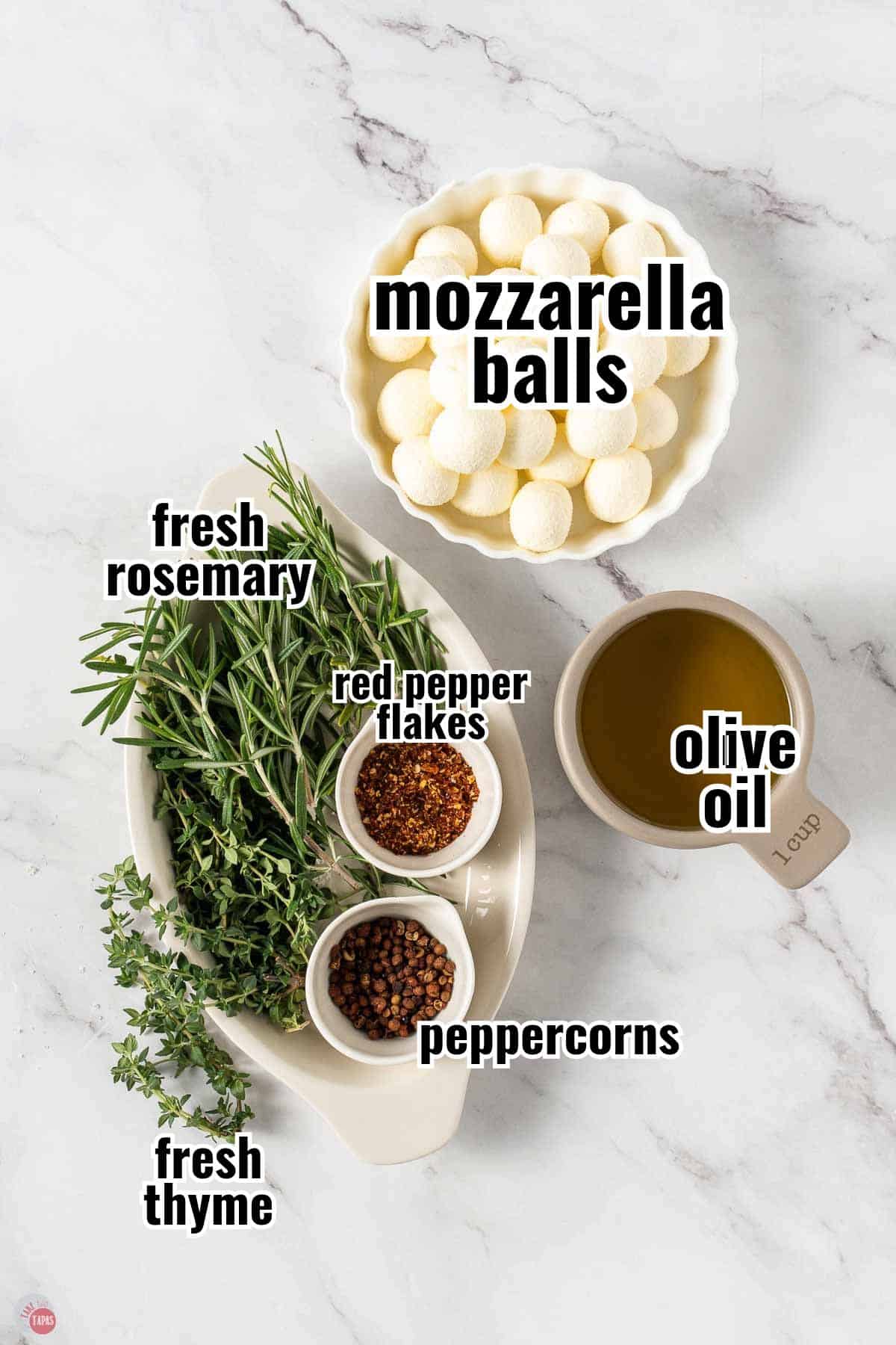 individual ingredients for a recipe with text overlay labeling them