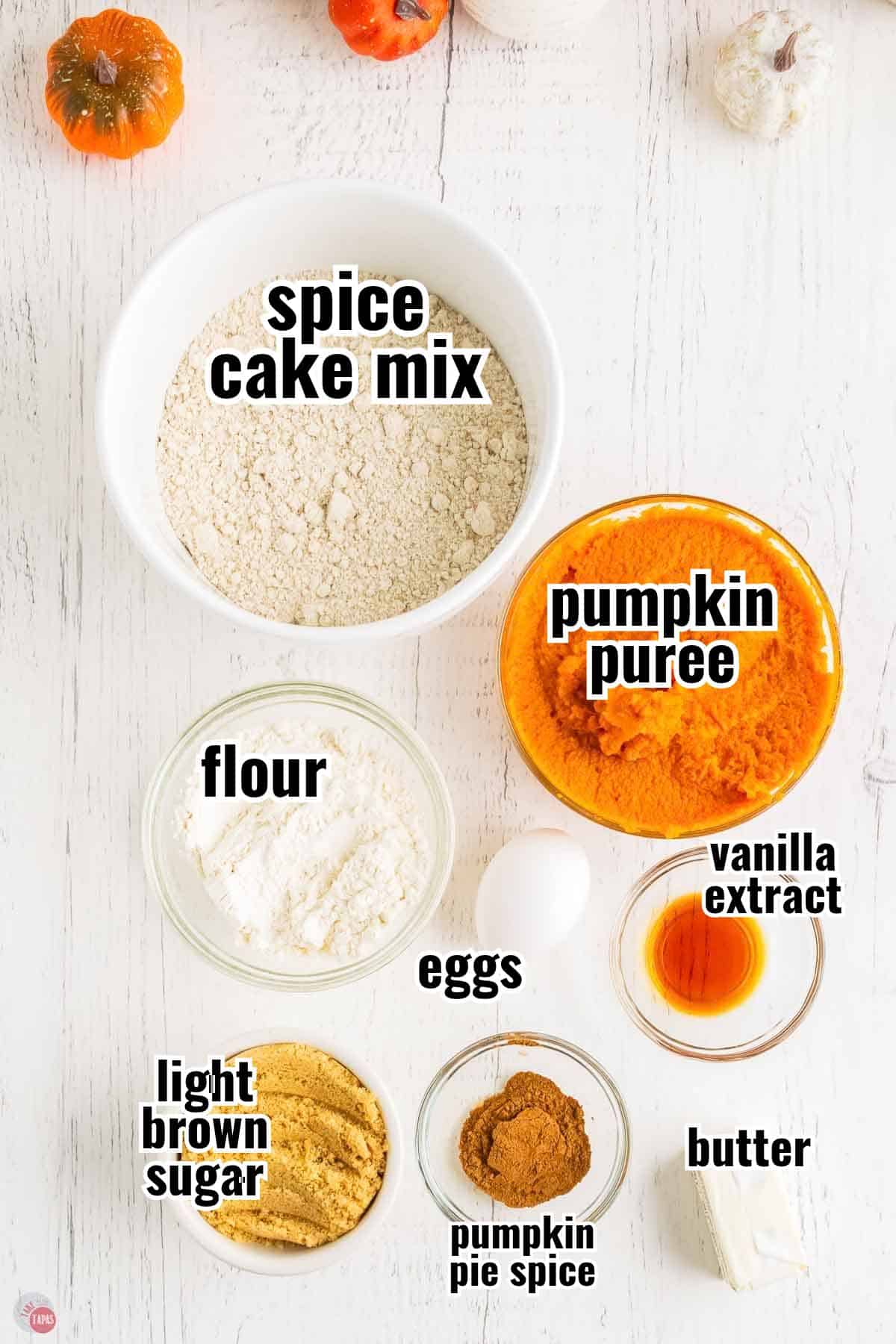 individual ingredients for a recipe with text overlay labeling them