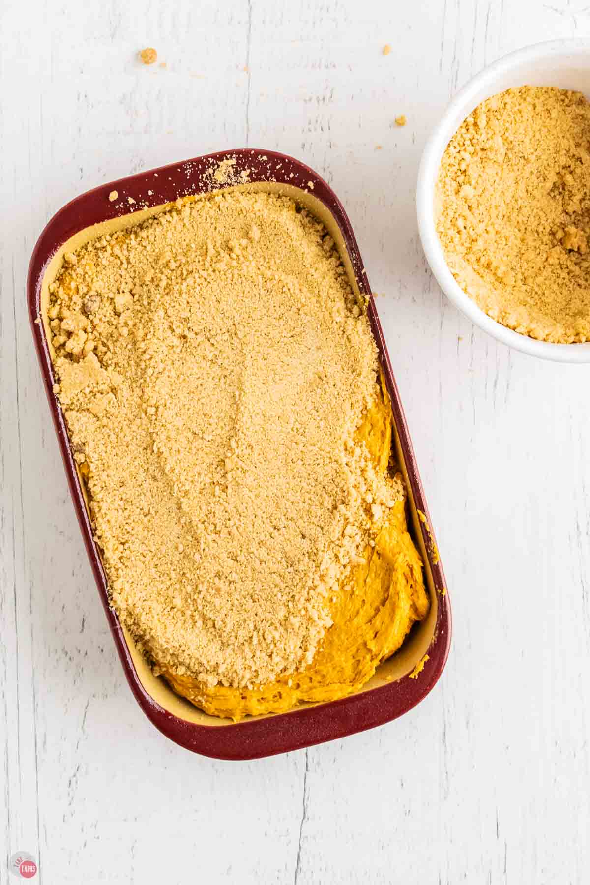 streusel topping on top of batter