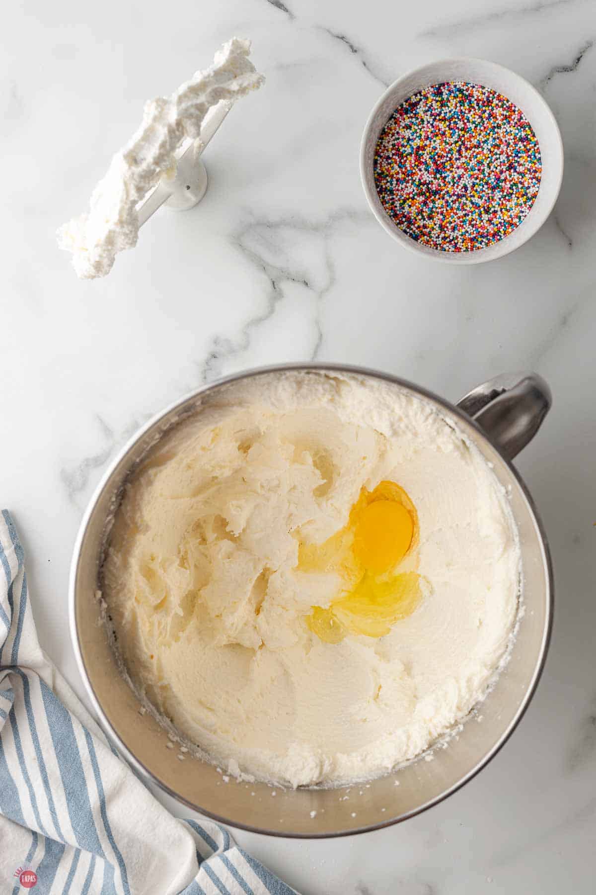 eggs added to creamed butter and sugar