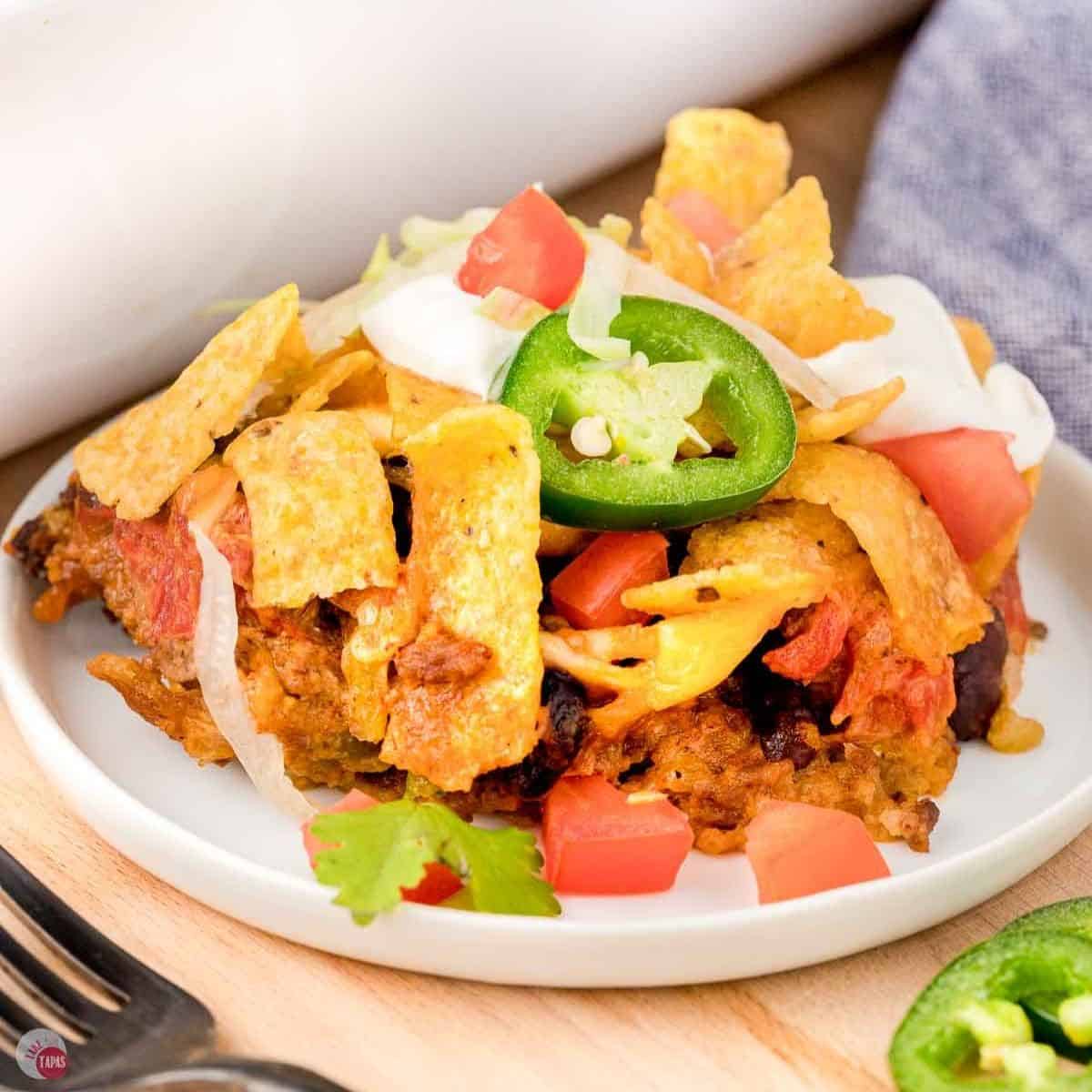 plate of walking taco casserole