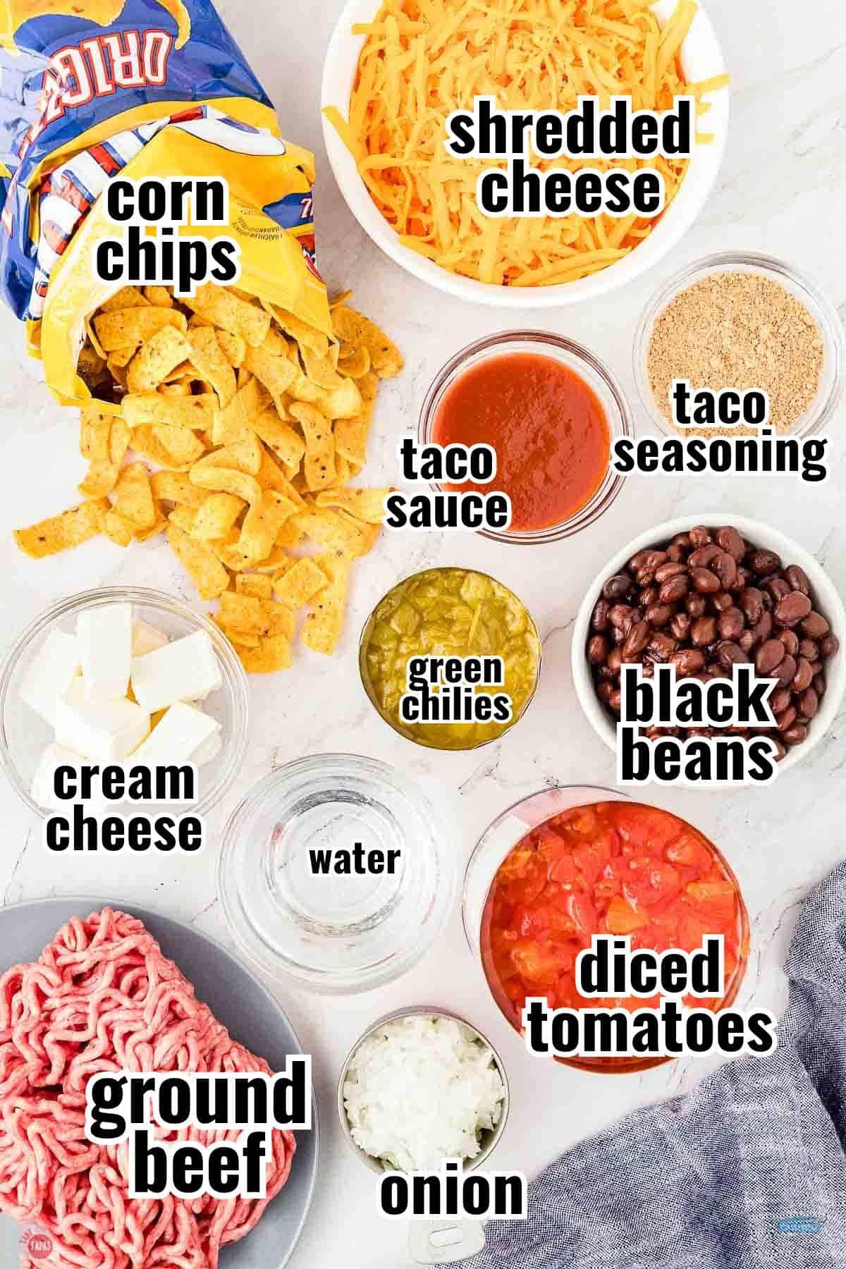individual ingredients for a recipe with text overlay labeling them
